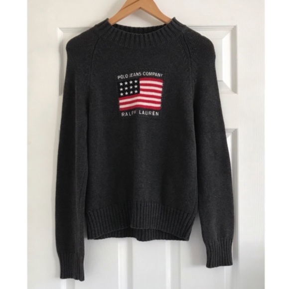 Polo Ralph Lauren Sweaters - Vintage Polo Ralph Lauren Spell Out Flag Sweater